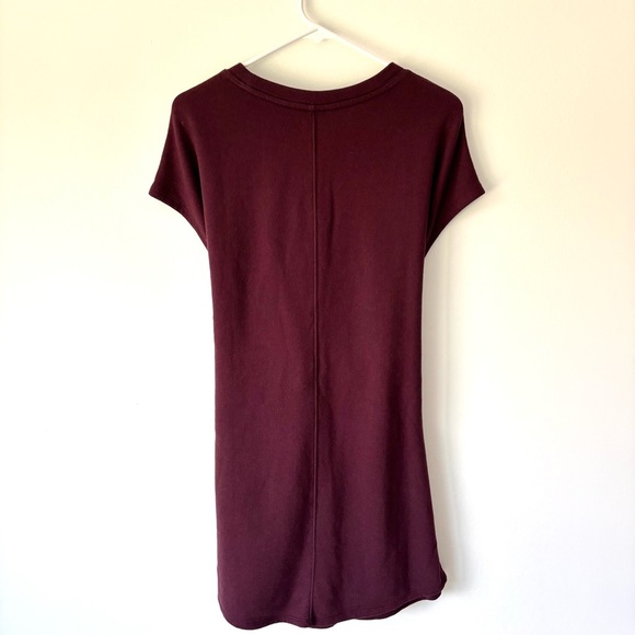 Athleta Embrace Sweater Dress Burgundy Belted Tie Waist Athleisure Short Sleeve - Picture 8 of 11